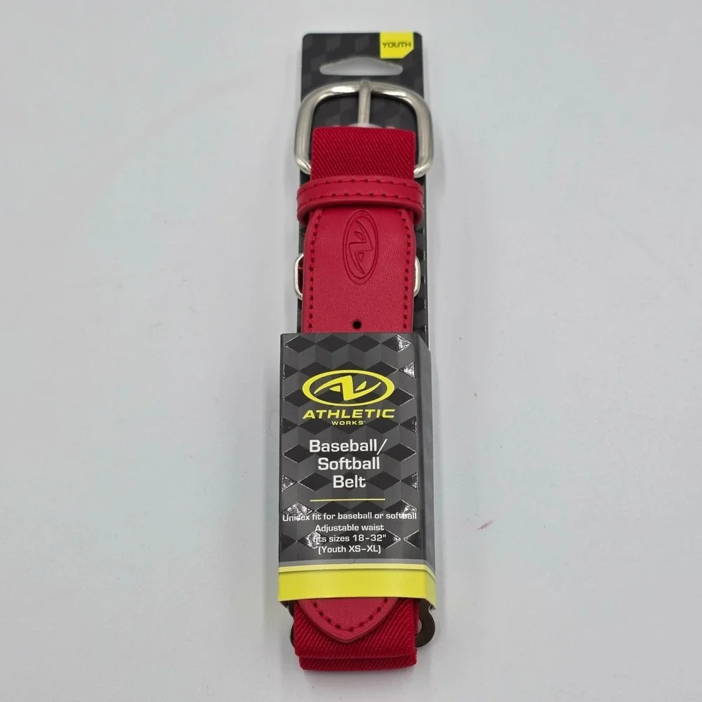 Athletic Works AW Red Adjustable Baseball Softball Unisex Youth Belt - (Pk of 2)